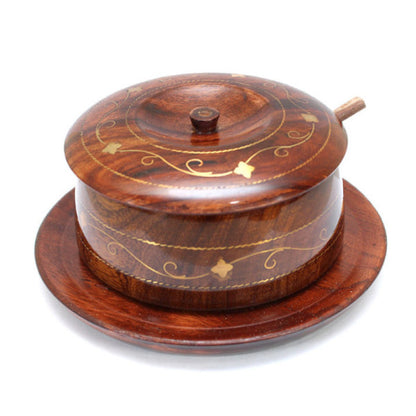 Wooden Sugar Pot Pure Sheeesham With Brass work