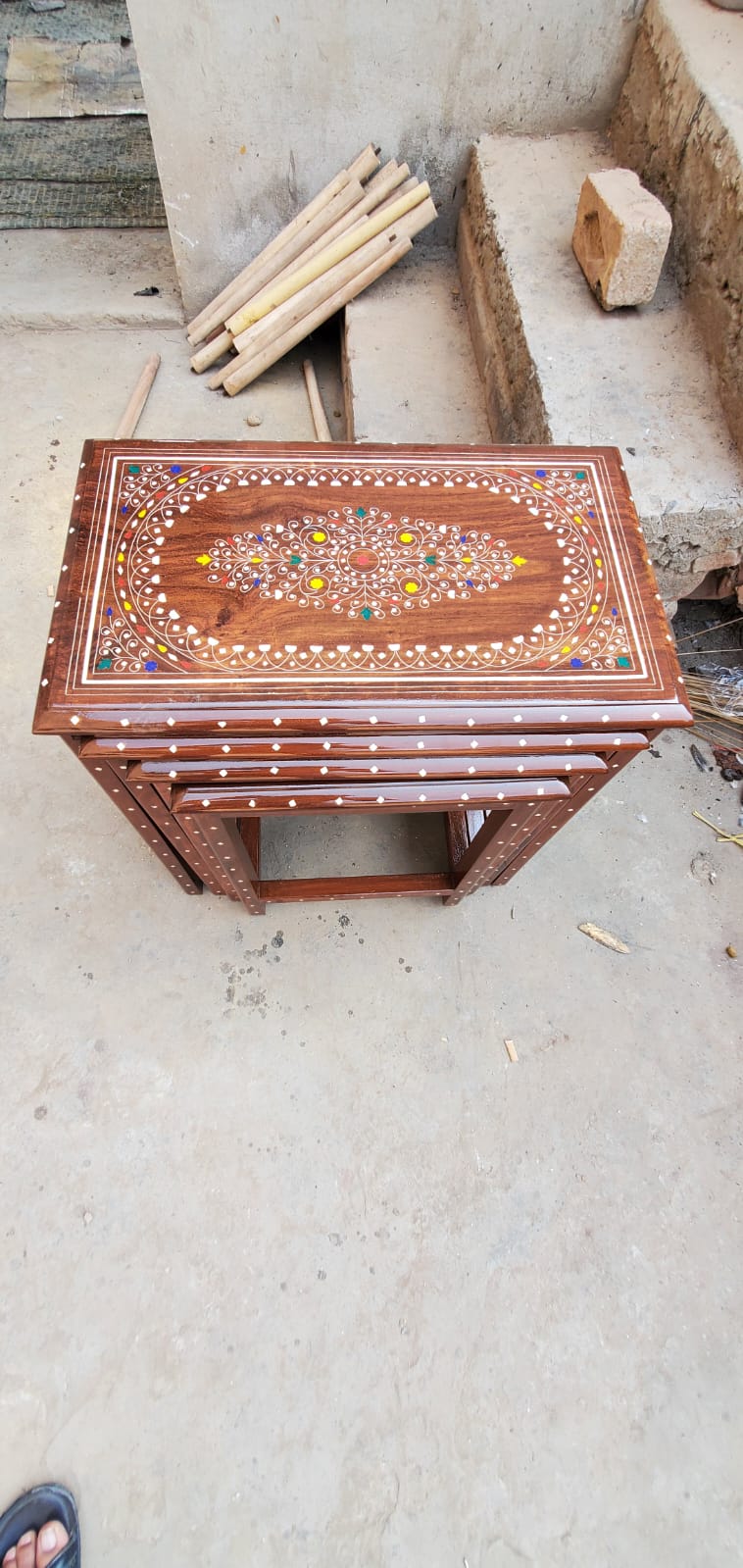 Table Nest Set 4 Pcs Inlay Work With plastic Work