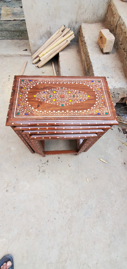 Table Nest Set 4 Pcs Inlay Work With plastic Work