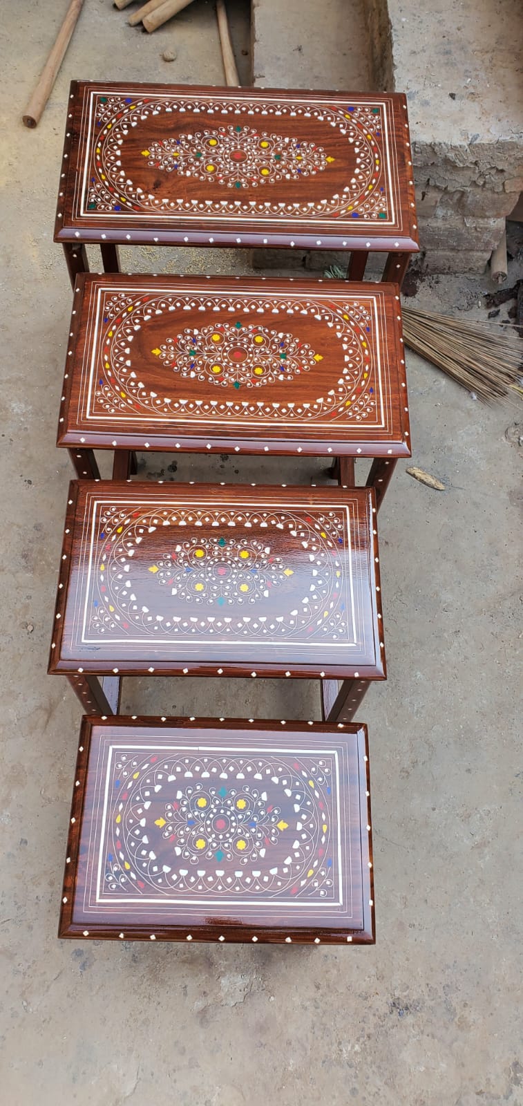 Table Nest Set 4 Pcs Inlay Work With plastic Work