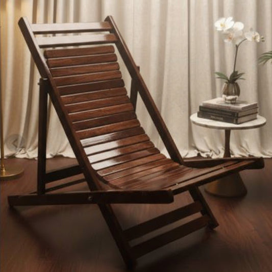 Ultimate Relaxation: Solid Sheesham Wood Adjustable Lounger