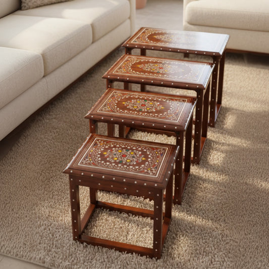 Table Nest Set 4 Pcs Inlay Work With plastic Work