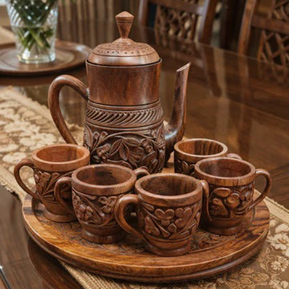 Handcrafted Pure Sheesham Wood Tea Set – Premium Quality &amp; 100% Usable
