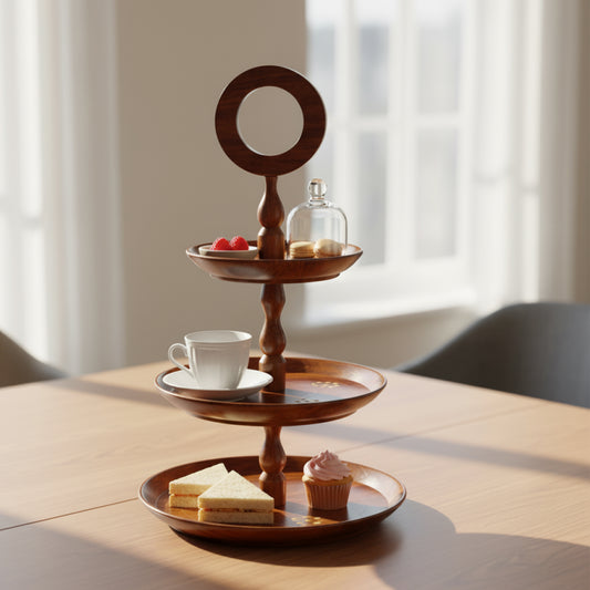 3-Tier Wood Slab Cake Stand|Wooden Munchies Hi-Tea Trey
