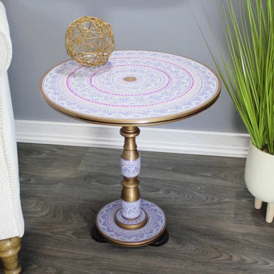 Attrectiv Golen and White Wooden handmade Naqshi Art coffe table 16*16 Top( 20 Inches Hieght)