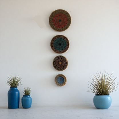 Wooden Wall Hanging Plates Set Of 4