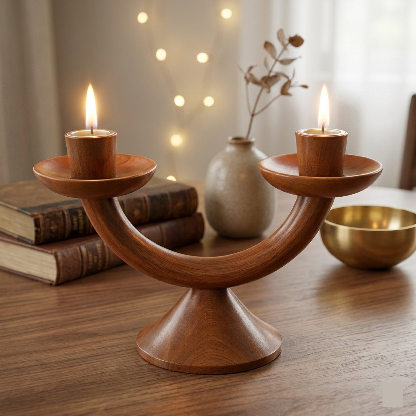 Handcrafted wooden candle stand