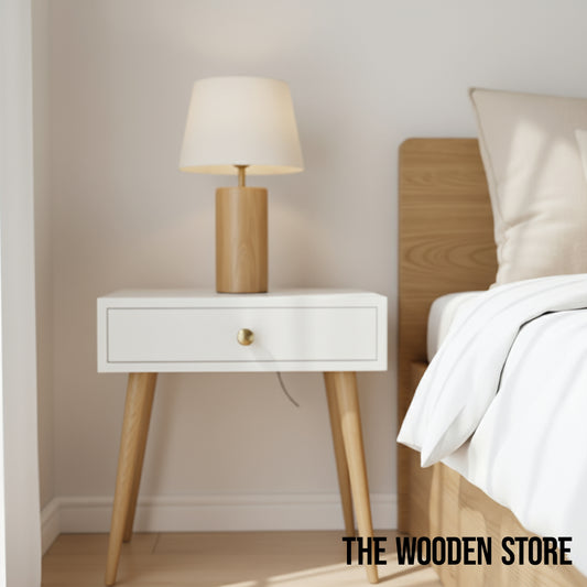Decor Therapy Mid Century 1-Drawer Wood Side Accent Table ( White  )