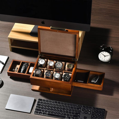 Luxury Wooden Watch Box Side Drawer ( 8slot+2 draz)