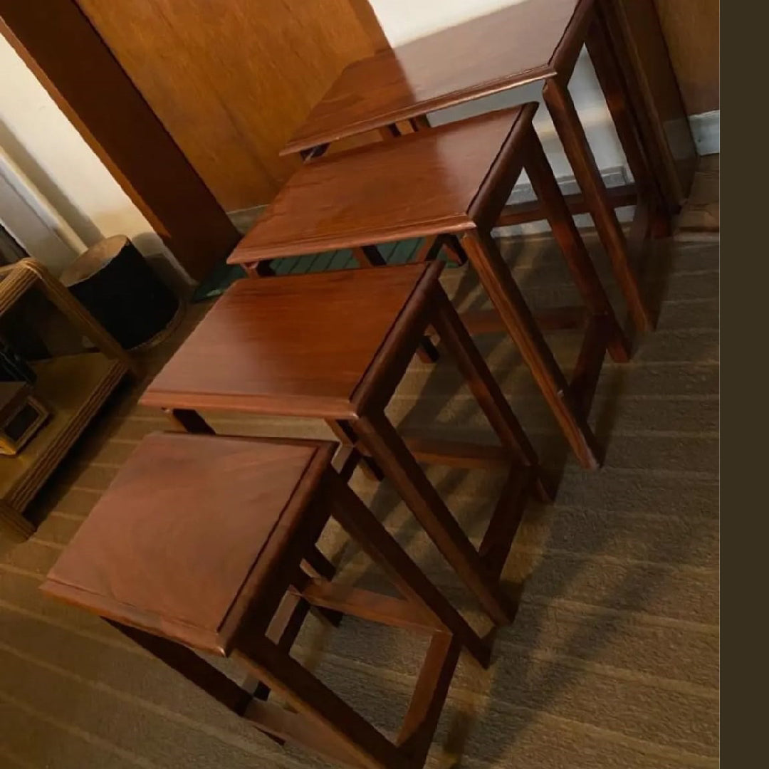 Heart Touching Wooden Nesting Tables Set Of 4 Table Top Pure Sheesham Wood