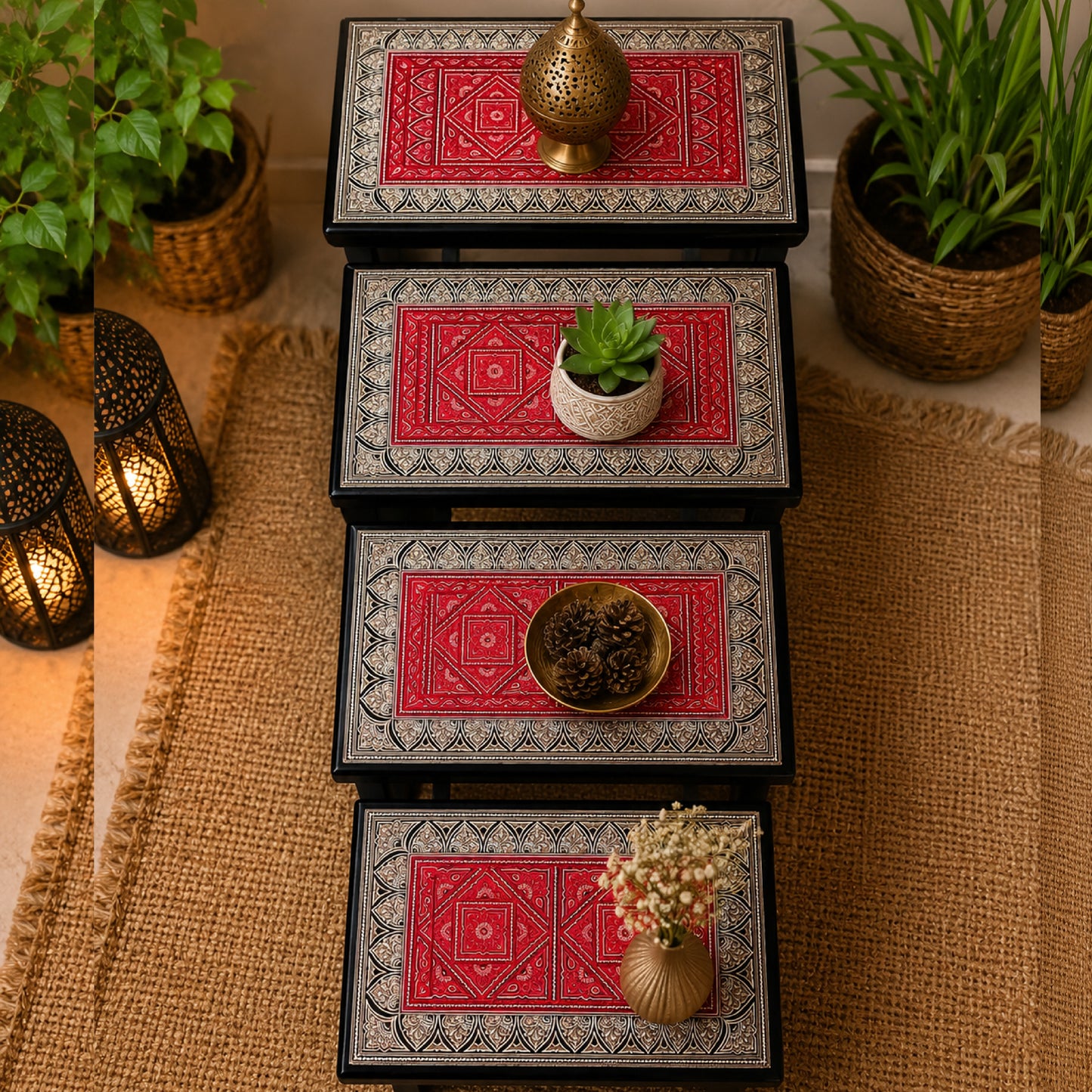 ❤️ Lovely Red Wooden Handmade Naqshi Art – Beautifully Presented for the First Time