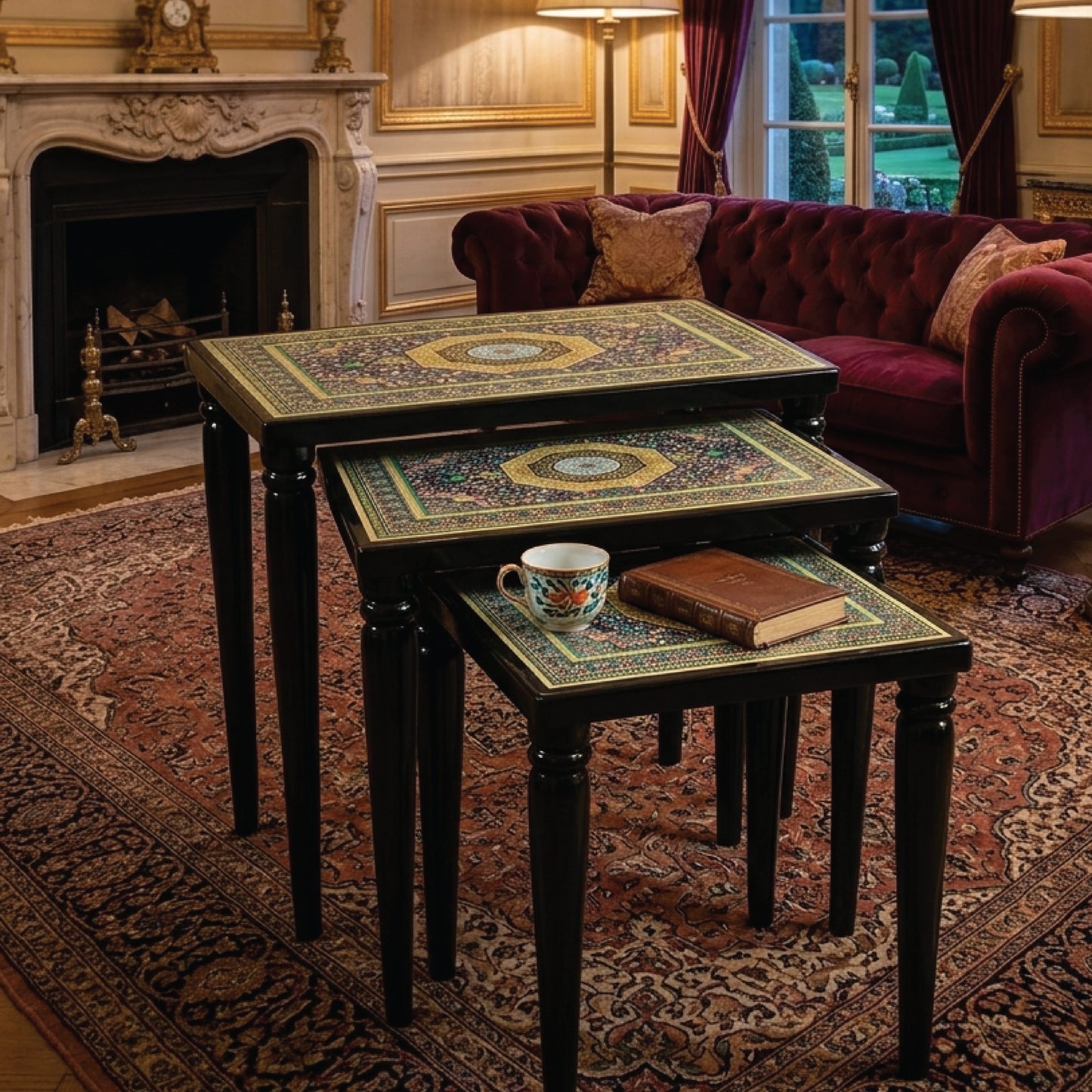 Handmade Wooden Nesting Coffee Tables with Removable Legs