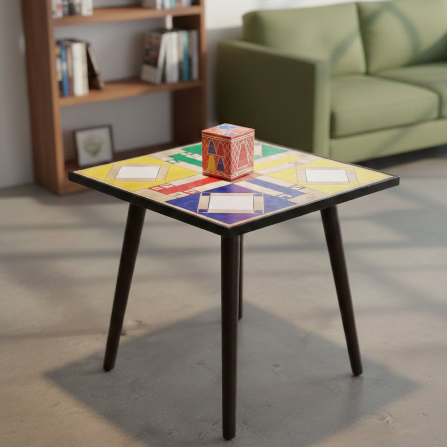 Wooden Ludo Table – Premium Square Top And Round  (16" x 16") with 21" Height
