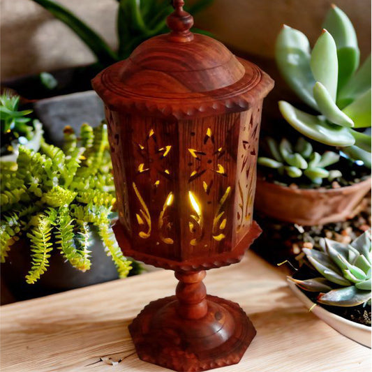 Handcrafted Wooden Night Lamp – Elegant & Artistic Home Décor