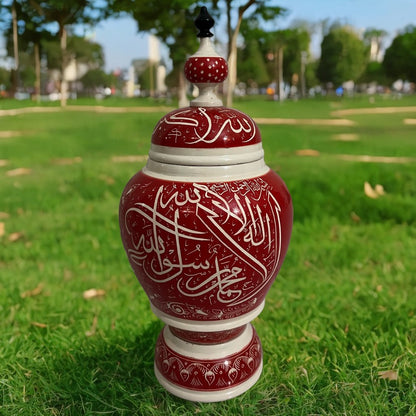 Wooden handmade Black and Blue Islamic Naqshi Art Jar