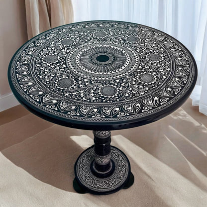 Blue & White Art Coffee Table ( 18 Inches Top, 20 Inches Height).