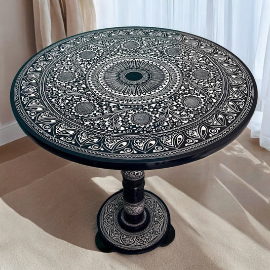 Blue & White Art Coffee Table  18 Inches