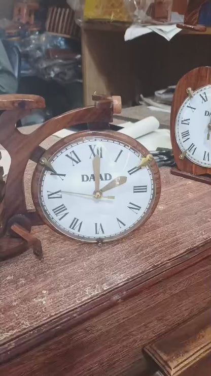 Handcrafted Wooden Pen Holder with Built-In Clock