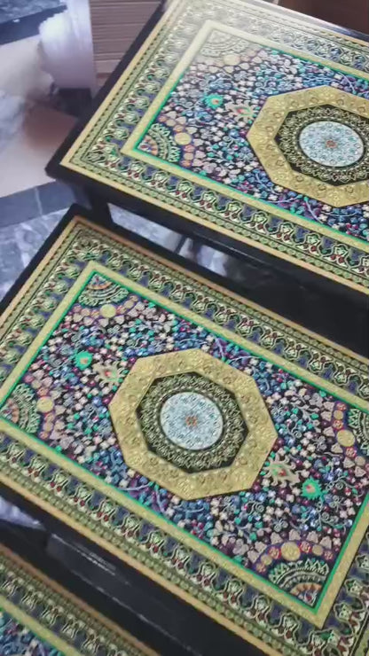 Luxury Wooden Handmade Nesting Table Set (4 Pieces) – Exquisite Art Work & Home Décor