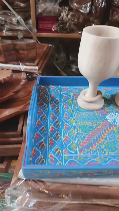 Handmade Wooden Truck Art Tray 16×10" – Colorful Traditional Pakistani Art Serving Tray