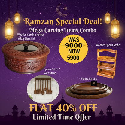 🌙 Ramadan Kitchen & Dining Combo – 4 in 1 Wooden Deal