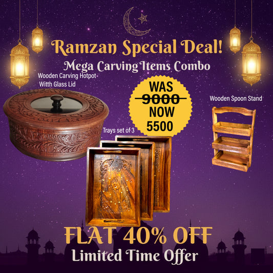 🌙 Ramadan Serving Essentials – Wooden Combo Deal