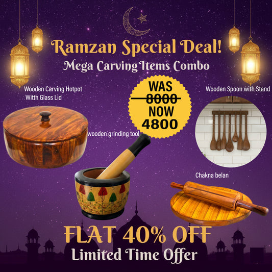 🌙 Ramadan Cooking Master Combo – 4 in 1 Wooden Deal