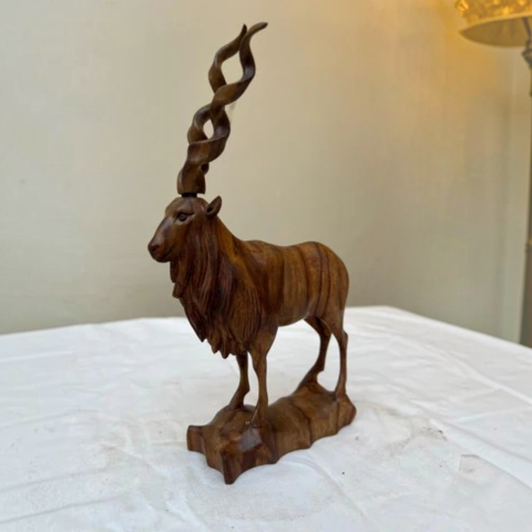 Pure Sheesham wood handmade Antique Markhor