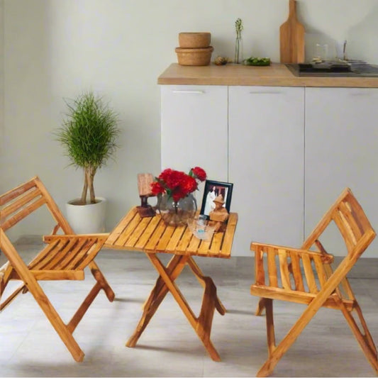 Stylish Solid wooden Beach Wood Folding Table & Chairs