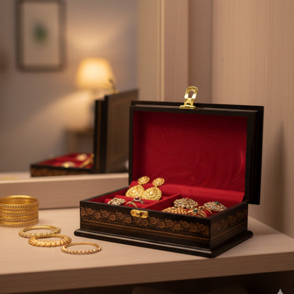 Wooden jewellery Box With Art Work( 4 Width, 8 Length) Inches