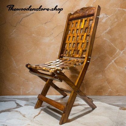 Classic Artisan Foldable Chair with Brass Work (large size)