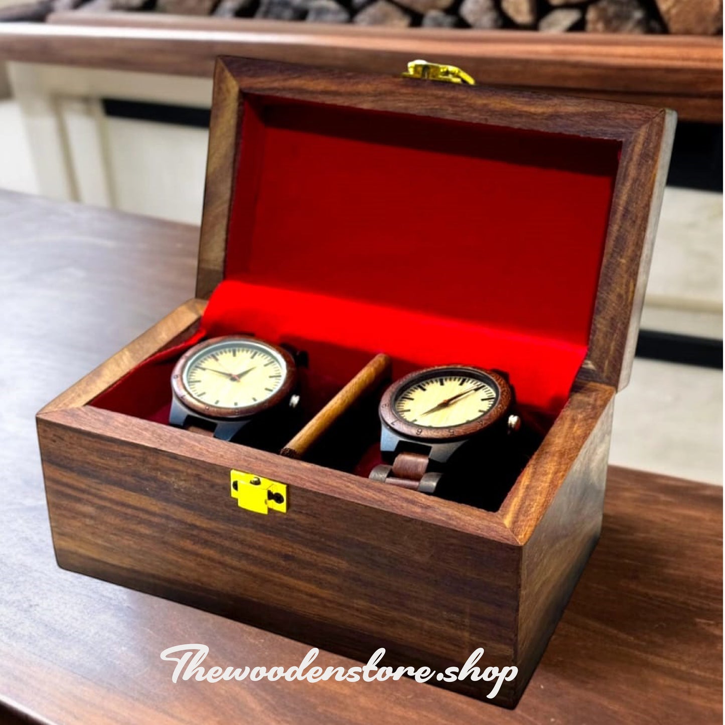 Elegant Wooden Watch Case – 2 Slot Organizer
