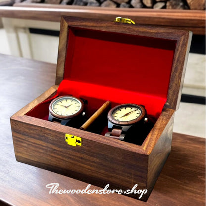 Elegant Wooden Watch Case – 2 Slot Organizer