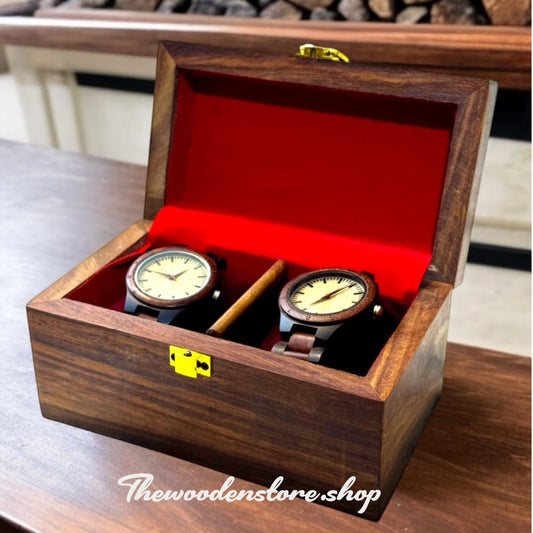 Elegant Wooden Watch Case – 2 Slot Organizer