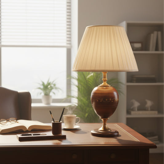 Wooden Lamp With Brass Work