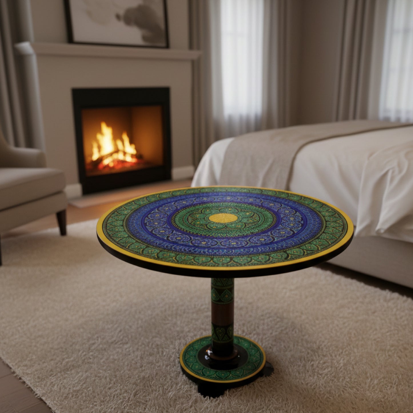 Super hot Golden green and Blue Naqshi Art Coffe Table (16*16),(18*18) Inches