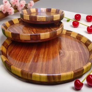 Wooden Plates Set 3 pieces(large 12" Medium 10" Small 8")