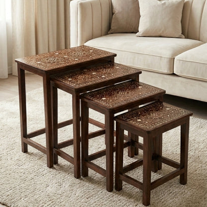 Chinyoti Solid Sheesham Wood Table Set of 4(Coffee table Serving table , Furniture Wooden